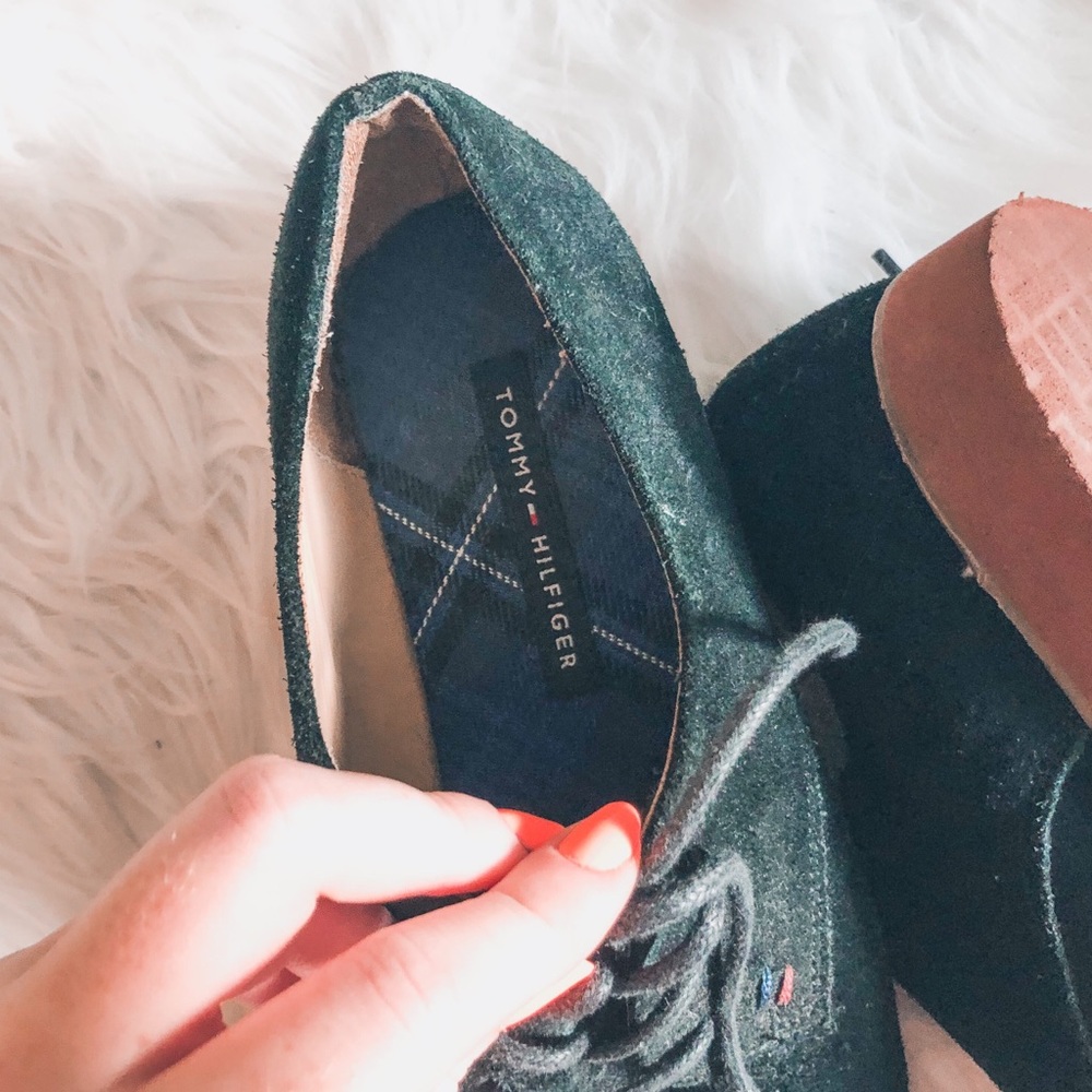 tommy hilfiger black suede oxford shoes